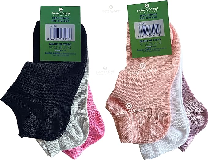 Calzini bambino bambina corti in cotone estivi in filo di scozia leggeri fantasia invisibili colorati bimbo bimba. Prodotto Italiano. Confezione da 6 Paia - JIMMY COOPER mood of mod