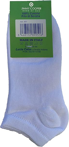 Calzini bambino bambina corti in cotone estivi in filo di scozia leggeri fantasia invisibili colorati bimbo bimba. Prodotto Italiano. Confezione da 6 Paia - JIMMY COOPER mood of mod