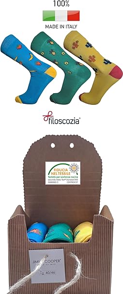 Calzini in Cotone Colorato Divertente Fantasia Uomo e Donna, Prodotto in Italia, Confezione da 6 Paia - JIMMY COOPER mood of mod